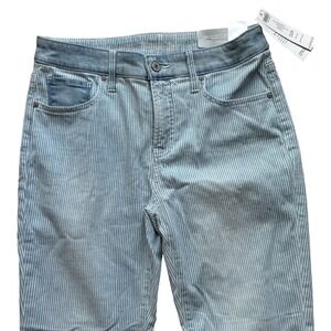 Chicos So Slimming Girlfriend Slim Leg Stripe Dbl Fray Ankle Jeans 00R NWT